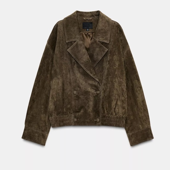 Zara 100% suede leather jacket with fur - Picture 3 of 3
